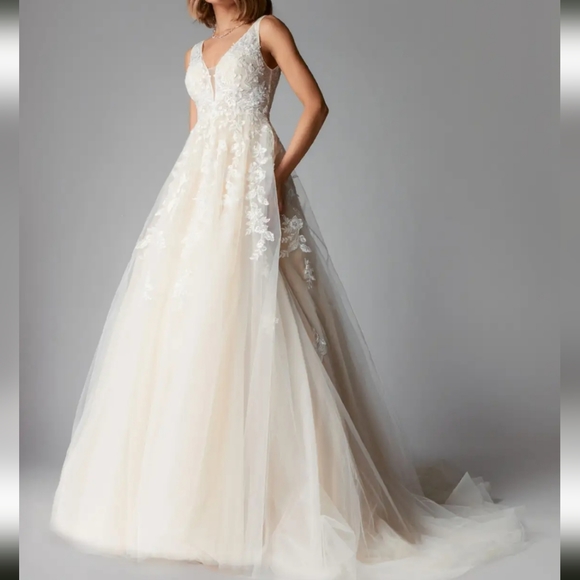 Size 30 Azazie Sorella Wedding Dress (Diamond White over Champagne) - Picture 7 of 8